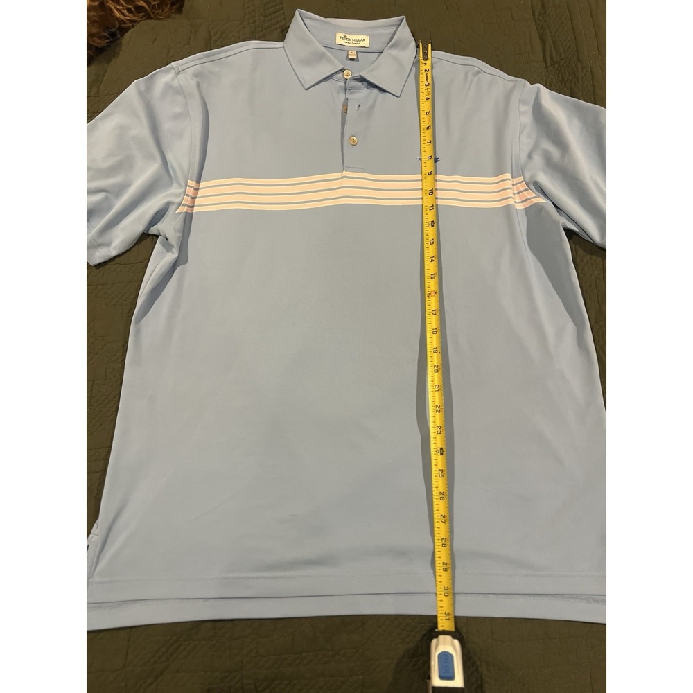 Peter Millar Summer Comfort Polo Shirt Large Pale Blue With Stripes‎ Classic